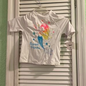 NWT OP Kids Girls White Mermaid Princess Swim Rashgard XS